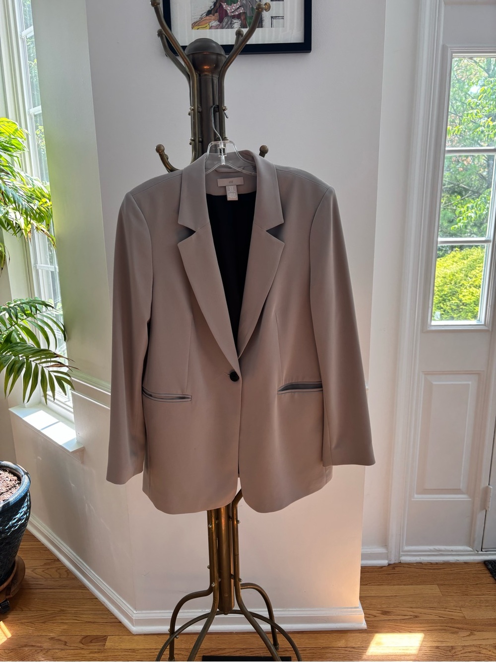 H&M Light Gray Single-Button Tailored Blazer